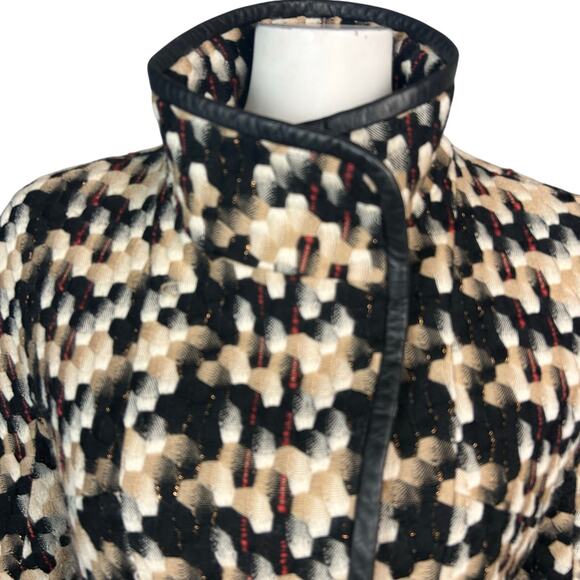 Liliu Jacket blazer Size 6 tweed plaid houndstooth high neck retro old money - Picture 7 of 16